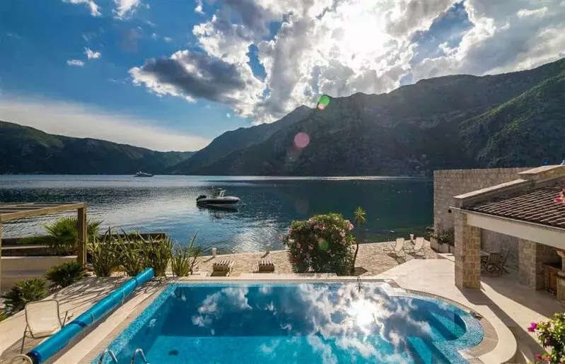 Seafront Villa with Private Beach in Risan, Montenegro – Villa #1284